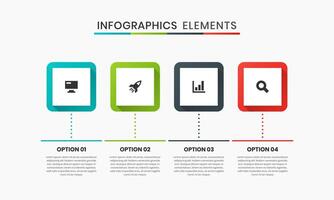 Square Infographics Elements Design Icon Templates with 4 Options or Steps. Suitable for Process Diagram, Presentations, Workflow Layout, Banner, Flow Chart, Infographic. vector