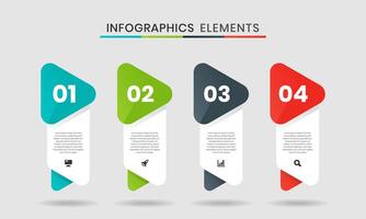 Abstract Infographics Elements Design Icon Templates with 4 Numbers. Suitable for Process Diagram, Presentations, Workflow Layout, Flow Chart vector