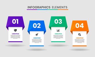 Label Infographics Elements Design Icon Templates with 4 Numbers. Suitable for Process Diagram, Workflow Layout, Flow Chart, Infographic. vector