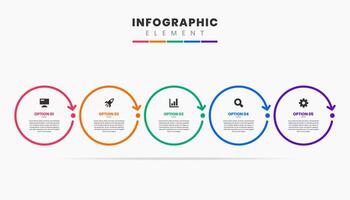 Line Infographic Element Design Icon Templates with 5 Options. Can be used for Process Diagram, Workflow Layout, Banner,Infographic. vector