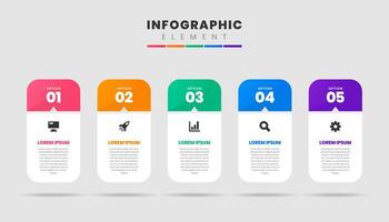 Label Infographic Element Design Icon Templates with 5 Numbers. Can be used for Process Diagram, Presentations, Flow Chart, Infographic. vector