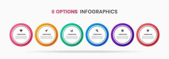 Infographic Element Design Templates with Icons and 6 Options or Steps. Suitable for Process Diagram, Presentations, Workflow Layout, Flow Chart, Infographic. vector