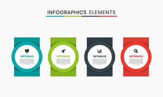 Abstract Infographic Element Design Templates with Icons and 4 Options. Suitable for Process Diagram, Presentations, Workflow Layout, Banner vector