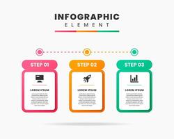 Timeline Infographic Element Design icon templates with 3 steps. Can be used for process diagram, presentations, workflow layout, banner, flow chart vector