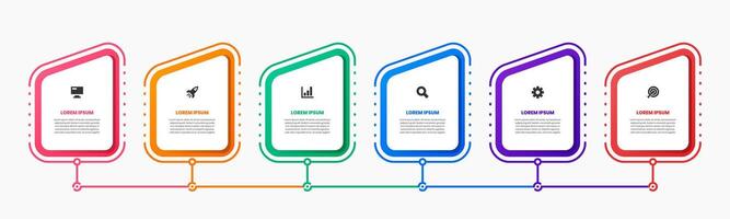 Infographic Element Design Templates with Icons and 6 Options or Steps. Suitable for Process Diagram, Presentations vector