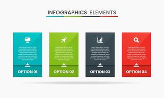 Rectangle Infographic Element Design Templates with Icons and 4 Options. Suitable for Process Diagram, Presentations, Workflow Layout, Banner, Flow Chart, Infographic vector