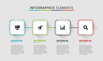 Timeline Infographics Elements Design Icon Templates with 4 Options. Suitable for Process Diagram, Presentations, Workflow Layout, Banner, Flow Chart, Infographic. vector
