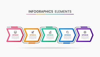 Infographics Elements Design Icon Templates with 5 Options or Steps. Suitable for Process Diagram, Presentations, Workflow Layout, Banner, Flow Chart, Infographic. vector