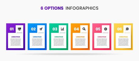 Infographic Element Design Templates with Icons and 6 Numbers. Good for Process Diagram, Presentations, Workflow Layout, Banner, Flow Chart vector