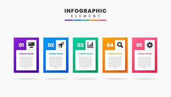 Graphic Infographic Element Design icon templates with 5 Numbers. Can be used for process diagram, presentations, workflow layout, banner, flow chart, infographic. vector