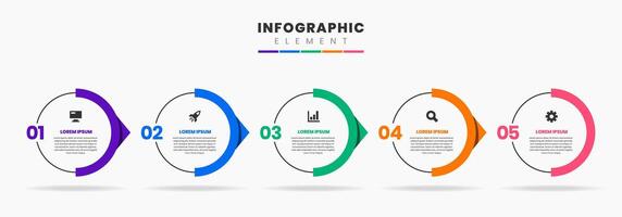 Abstract Infographic Element Design Icon Templates with 5 Numbers. Can be used for Process Diagram, Workflow Layout, Flow Chart, Infographic. vector