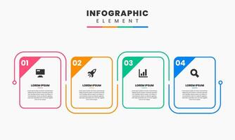 Line Infographic Element Design Icon Templates with 4 Numbers. Can be used for Process Diagram, Presentations, Workflow Layout, Banner, Flow chart vector