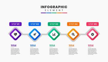Timeline Infographic Element Design icon templates with 5 options or steps. Can be used for process diagram vector