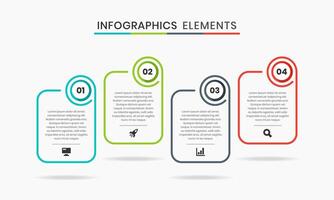 Line Infographic Element Design Icon Templates with 4 Options. Suitable for Process Diagram, Presentations, Workflow Layout, Banner, Flow Chart vector