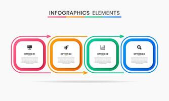 Rounded Square Infographic Element Design Icon Templates with 4 Options. Suitable for Process Diagram, Presentations, Workflow Layout, Banner, Infographic. vector