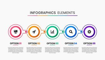 Circle Infographic Element Design Icon Templates with 5 Numbers. Can be used for Process Diagram, Presentations, Workflow Layout, Banner, Infographic. vector