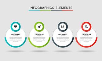 Circle Infographic Element Design Icon Templates with 4 Options. Suitable for Process Diagram, Presentations, Workflow Layout, Flow Chart vector