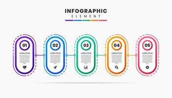 Abstract Infographic Element Design Icon Templates with 5 Numbers. Can be used for Process Diagram, Presentations, Workflow Layout, Banner, Flow Chart, Infographic. vector