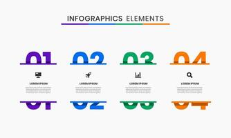 Infographic Element Design Templates with Icons and 4 Numbers. Suitable for Process Diagram, Presentations, Workflow Layout, Banner, Flow Chart vector