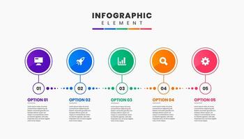 Timeline Infographic Element Design icon templates with 5 options or steps. Can be used for process diagram, presentations vector