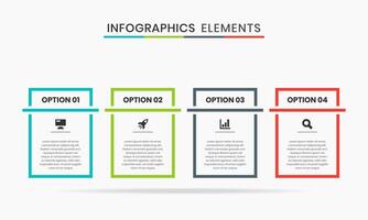 Line Infographics Elements Design Icon Templates with 4 Options or Steps. Suitable for Process Diagram, Presentations, Workflow Layout, Banner, Flow Chart, Infographic. vector
