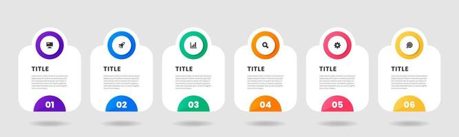 Abstract Infographic Element Design Templates with Icons and 6 Options or Steps. Suitable for Process Diagram, Presentations, Workflow Layout, Banner, Flow Chart, Infographic. vector