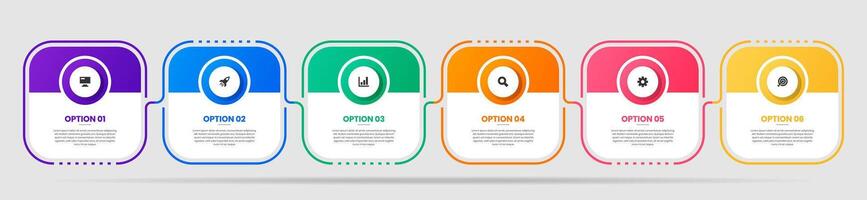Square Infographic Element Design Templates with Icons and 6 Options or Steps. Suitable for Process Diagram, Presentations, Workflow Layout, Banner, Flow Chart, Infographic vector