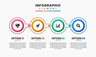 Circle Infographic Element Design icon templates with 4 options. Can be used for process diagram, presentations, banner, flow chart, infographic. vector