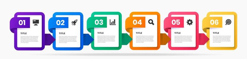 Infographic Element Design Templates with Icons and 6 Numbers. Suitable for Process Diagram, Presentations, Workflow Layout, Banner, Flow Chart vector
