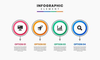 Circle Infographic Element Design icon templates with 4 options, can be used for process diagram, presentations, workflow layout, flow chart, infographic. vector