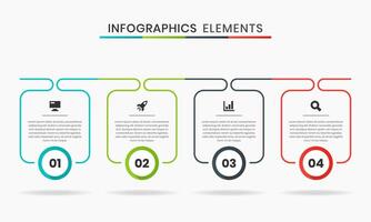 Line Infographics Elements Design Icon Templates with 4 Numbers. Suitable for Process Diagram, Presentations, Flow Chart, Infographic. vector