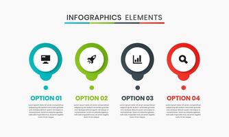 Circle Infographics Elements Design Icon Templates with 4 Options. Suitable for Process Diagram, Presentations, Workflow Layout, Banner, Flow Chart vector