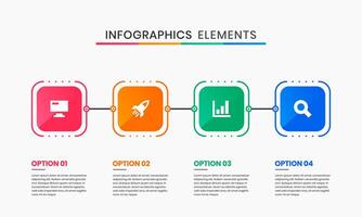 Square Timeline Infographics Elements Design Icon Templates with 4 Options. Suitable for Process Diagram, Presentations, Workflow Layout vector
