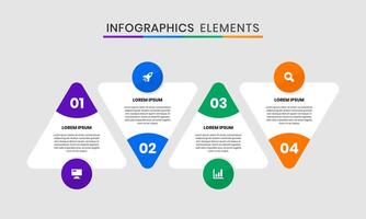 Trangle Infographics Elements Design Icon Templates with 4 Numbers. Suitable for Process Diagram, Presentations, Workflow Layout, Infographic. vector