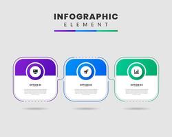 Square Infographic Element Design icon template with 3 options. Can be used for process diagram, presentations, workflow layout, banner, flow chart, infographic. vector