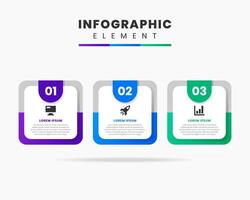 Square Infographic Element Design icon template with 3 Numbers. Can be used for process diagram, presentations, workflow layout, flow chart, infographic. vector