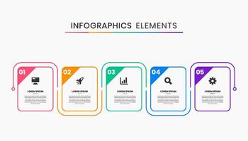 Timeline Infographic Element Design Icon Templates with 5 Numbers. Can be used for Process Diagram, Presentations, Workflow Layout, Banner, Infographic. vector