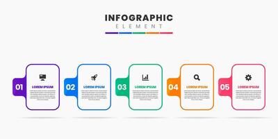 Abstract Infographic Element Design Icon Templates with 5 Numbers. Can be used for Process Diagram, Presentations vector