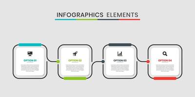 Simple Infographics Elements Design Icon Templates with 4 Options or Steps. Suitable for Process Diagram, Presentations, Workflow Layout, Banner, Flow Chart vector