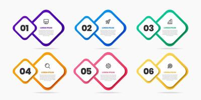 Infographic Element Design Templates with Icons and 6 Numbers. Suitable for Process Diagram, Presentations, Workflow Layout, Banner, Flow Chart, Infographic. vector