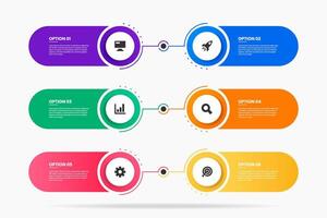 Infographic Element Design Templates with Icons and 6 Options or Steps. Suitable for Process Diagram, Presentations, Workflow Layout, Banner, Infographic vector