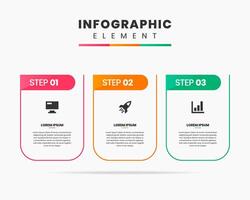 Simple Infographic Element Design icon template with 3 steps. Can be used for process diagram, presentations, workflow layout, banner, flow chart, infographic. vector