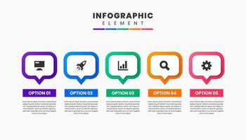 Infographic Element Design Icon Templates with 5 Options. Can be used for Process Diagram, Presentations, Workflow Layout, Banner, Infographic. vector