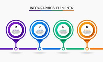Timeline Infographic Element Design Templates with Icons and 4 Options. Suitable for Process Diagram, Presentations, Workflow Layout vector