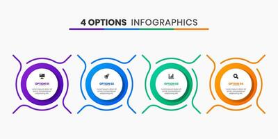 Infographic Element Design Templates with Icons and 4 Options or Steps. Suitable for Process Diagram, Workflow Layout, Banner, Flow Chart, Infographic. vector