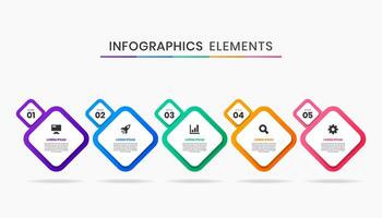 Abstract Infographic Element Design Icon Templates with 5 Numbers. Can be used for Process Diagram, Presentations, Workflow Layout, Flow Chart, Infographic. vector