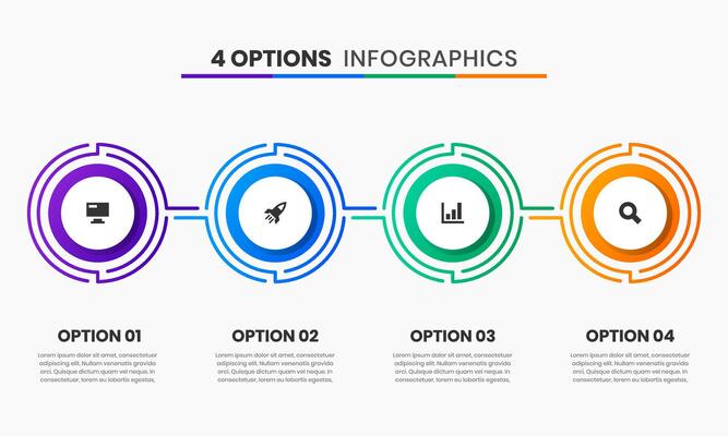 Infographic Element Design Templates with Icons and 4 Options or Steps. Suitable for Process Diagram, Presentations, Flow Chart, Infographic.