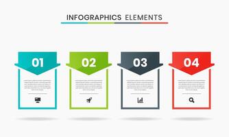 Arrows Infographics Elements Design Icon Templates with 4 Numbers. Suitable for Process Diagram, Presentations vector
