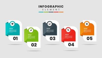 Abstract Infographic Element Design Icon Templates with 5 Options or Steps. Suitable for Process Diagram, Presentations vector