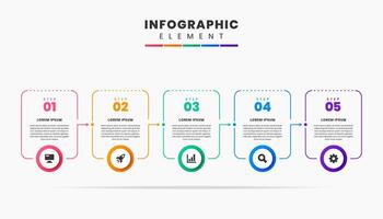 Infographic Element Design Icon Templates with 5 Options or Steps. Can be used for Process Diagram, Presentations, Workflow Layout, Banner, Flow Chart, vector
